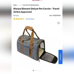Sherpa Element Deluxe Travel Pet Carrier - Gray with Brown Accents